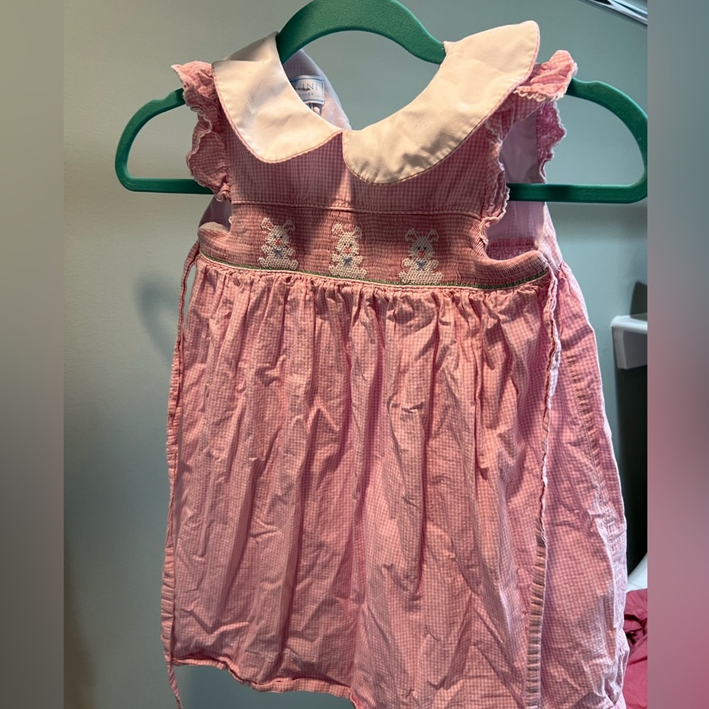 Anavini Smocked Bunny Dress - Pink Gingham 4T